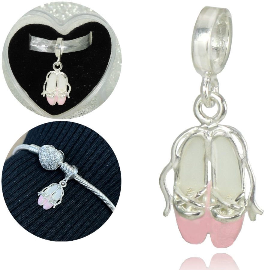Berloque Charms Sapatilha Ballet Bailarina Prata Legitima 925