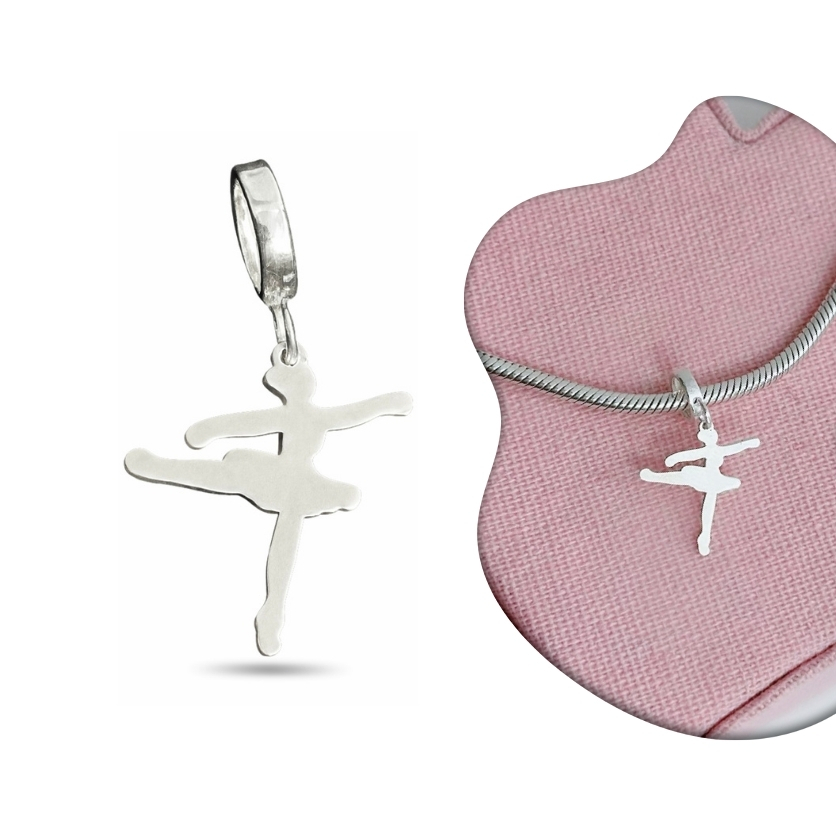 Berloque Ballet Arabesque em Prata 925 Charms Pulseiras Berloques Balé Dia da Bailarina