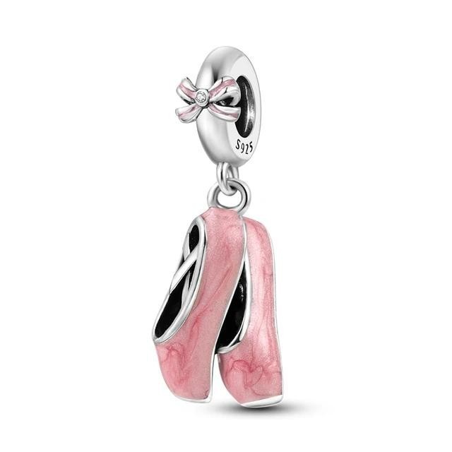 Pingente Berloque Sapatilha Ballet Rosa para Pulseira Charm