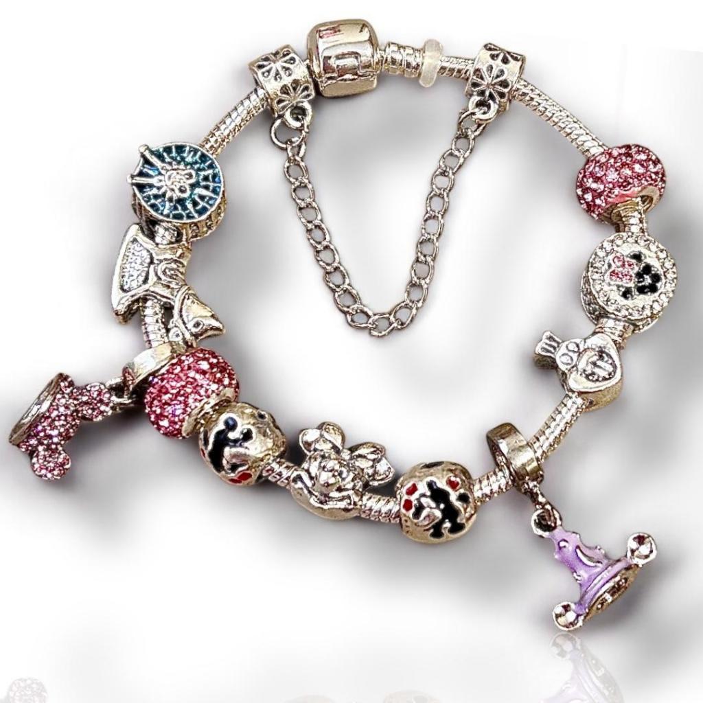 Pulseira Berloques Ajustável Feminina Magico Estilo Europeu Brilho Charms