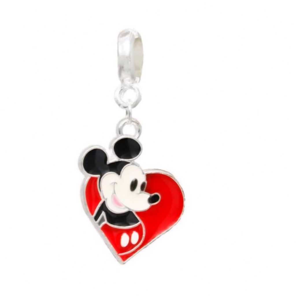 Berloque Mickey Separador Pulseira Charms Murano Banhado Prata Clássico Oferta