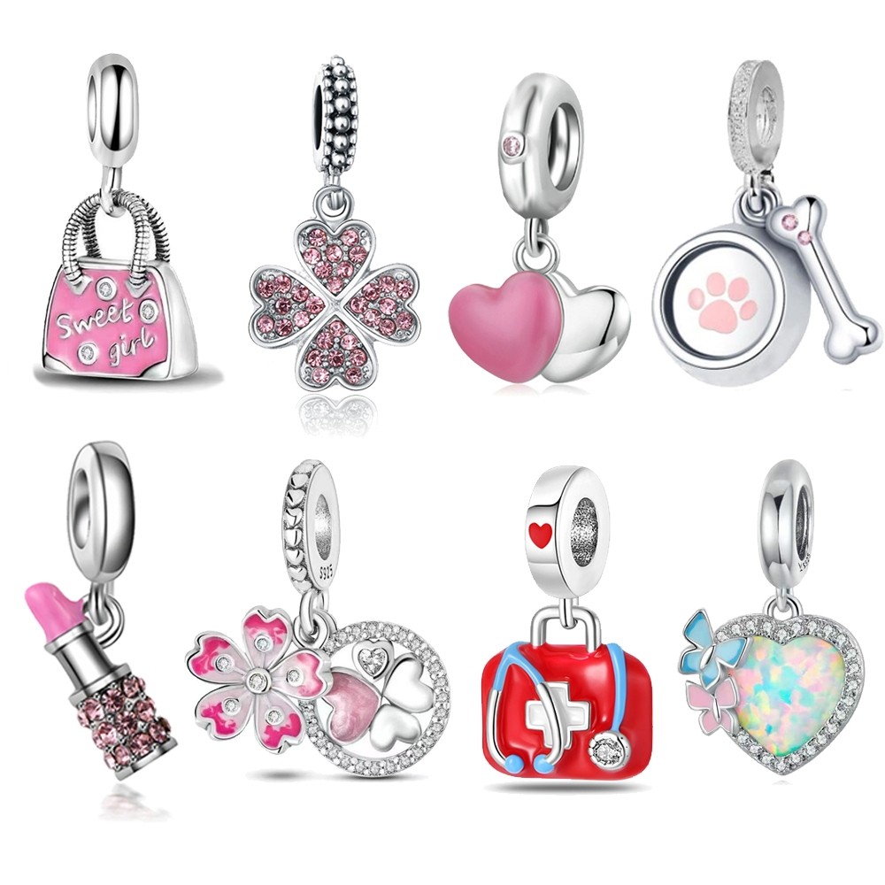 MOM Love Jewelry Pingente 925 Prata Pingente Coração Rosa
