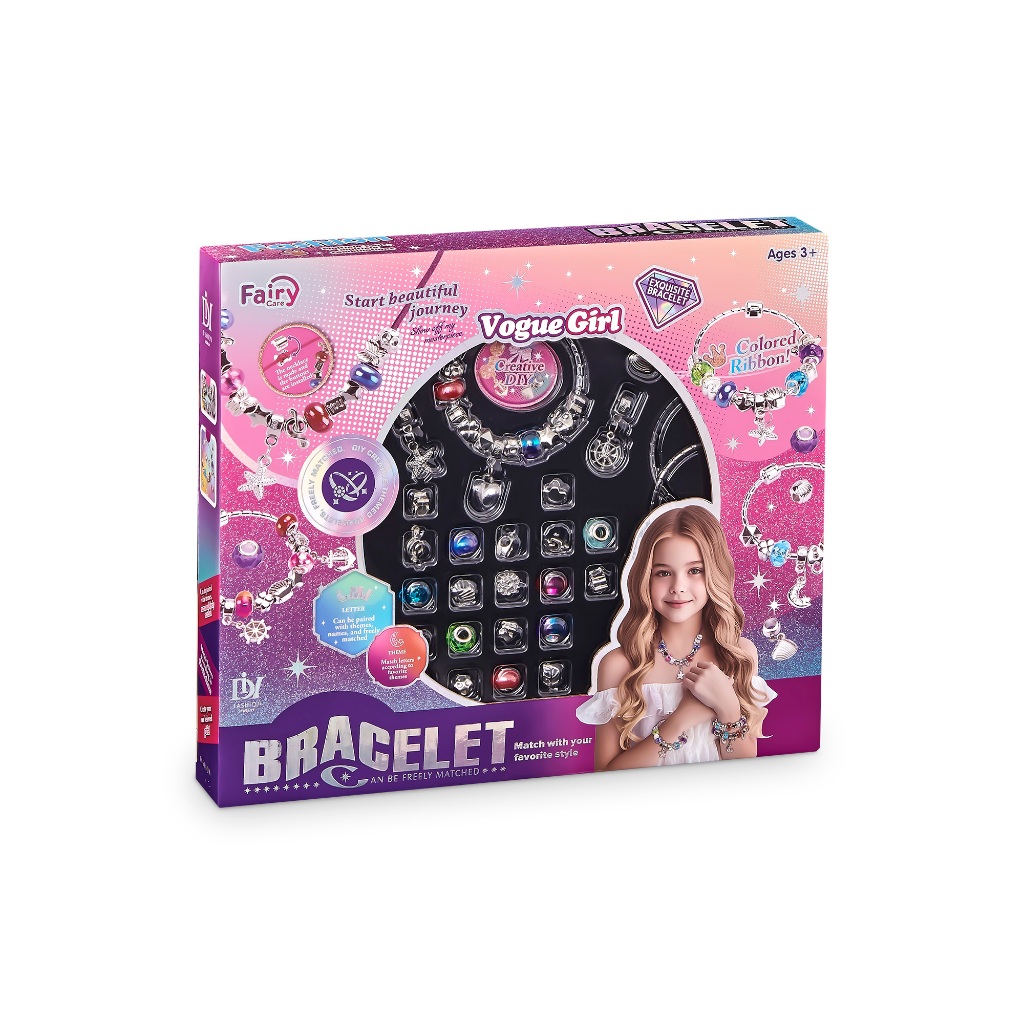 Kit Pulseira Infantil Menina Monte Sua Pulseira Charms Pingentes DIY Bijuteria Criativa Presente Para Meninas