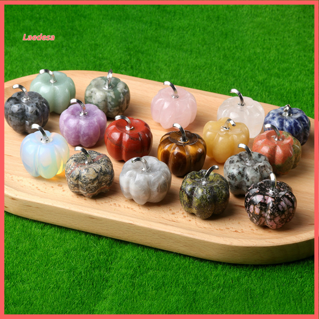 Mini Pumpkin Ornaments for Halloween Desktop Autumn Table Centerpieces Natural Charm Pendant Gemstone for Jewelry Diy Cu