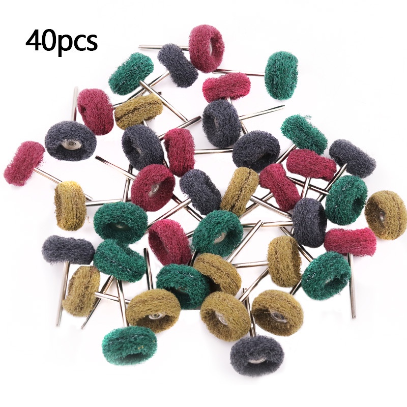 12PC/40PC Mini Broca Escova Abrasiva Roda De Polimento De Náilon Com Haste De 3mm Para Dremel Conjunto De Acessórios De