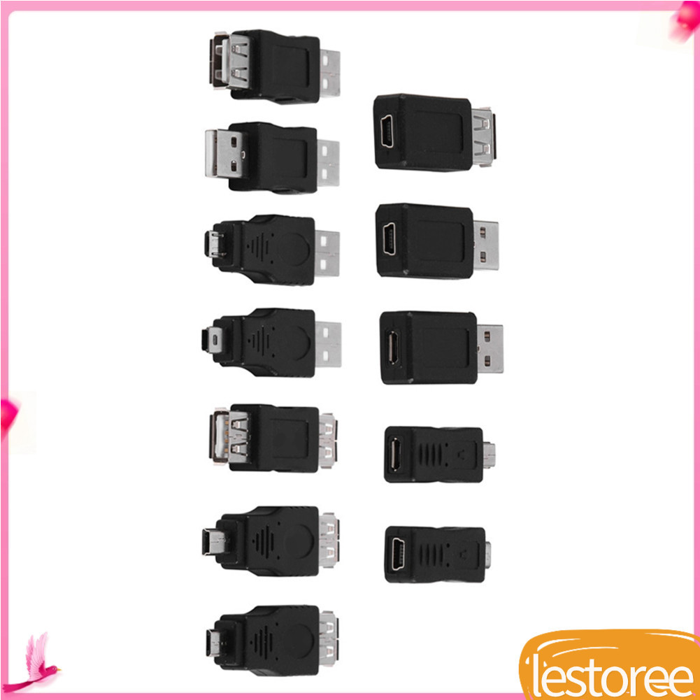 lestoree.br Mugast 12Pcs Kit Adaptador USB Conversor Múltiplo USB2.0 de Alta Velocidade 2.0 Micro/Mini Macho Feminino