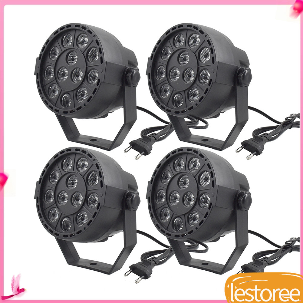 Lestoree.br Disco Light 12W Mini PAR Lights 12pcs LEDs Pacote de 4 com DMX512 Master-Slave ativado por som Controle de