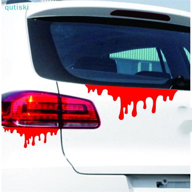 QUTI Halloween Car Red Blood Stiers Reflexivos Auto Cool Decalques Luz Pára-Choques Corpo Stier Cobre Gotejamentos Carro