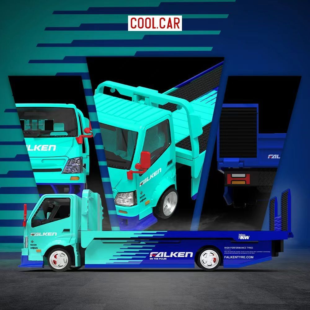 Cool Car 1/64 FALKEN H300 Flatbed Trailer Modelos de carros Liga de fundição Modelos de carros Carros de brinquedo