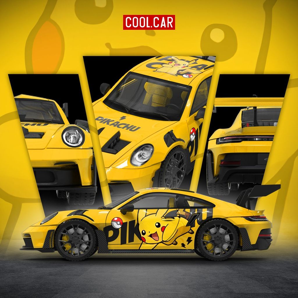 Cool Car 1/64 Porsche 911 GT3 RS Pikachu Modelos de carros Liga de fundição Modelos de carros Carros de brinquedo