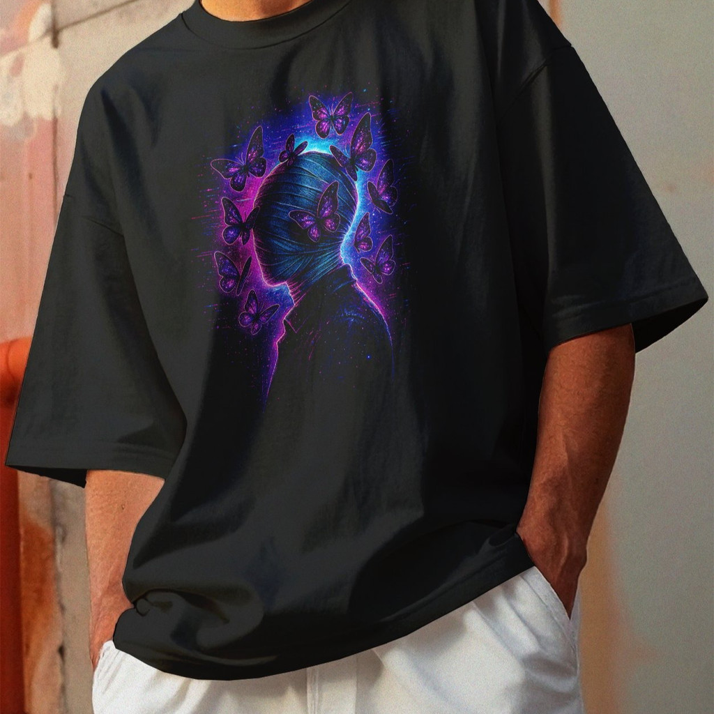 Camiseta Oversized Gola Alta Streetwear Algodão Estilo Urbano Treino Casual Preto Estamp Todas Ocasiões CYBERPUNK 72