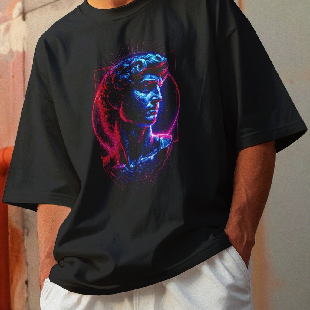 Camiseta Oversized Gola Alta Streetwear Algodão Estilo Urbano Treino Casual Preto Estamp Todas Ocasiões CYBERPUNK 57