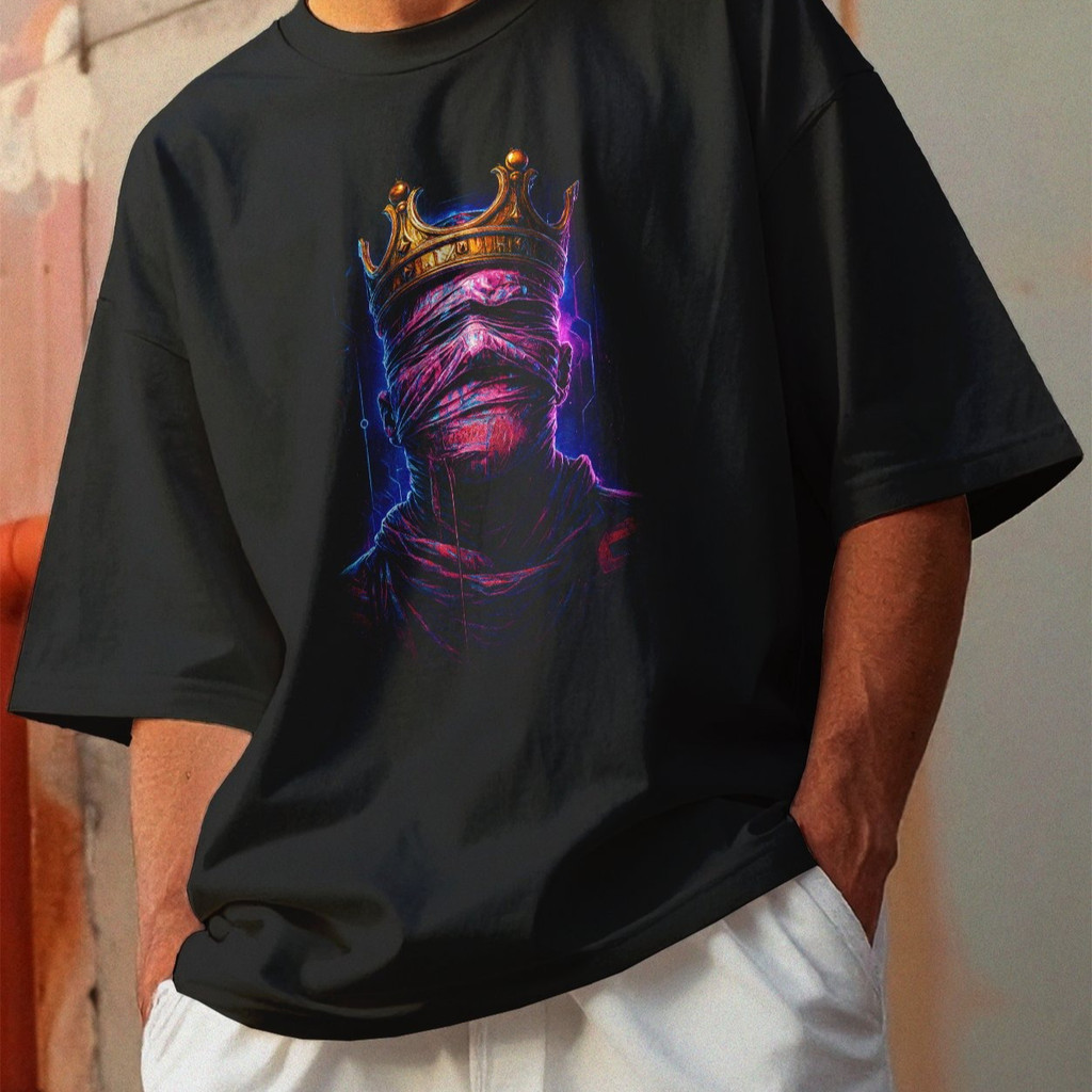 Camiseta Oversized Gola Alta Streetwear Algodão Estilo Urbano Treino Casual Preto Estamp Todas Ocasiões CYBERPUNK 50