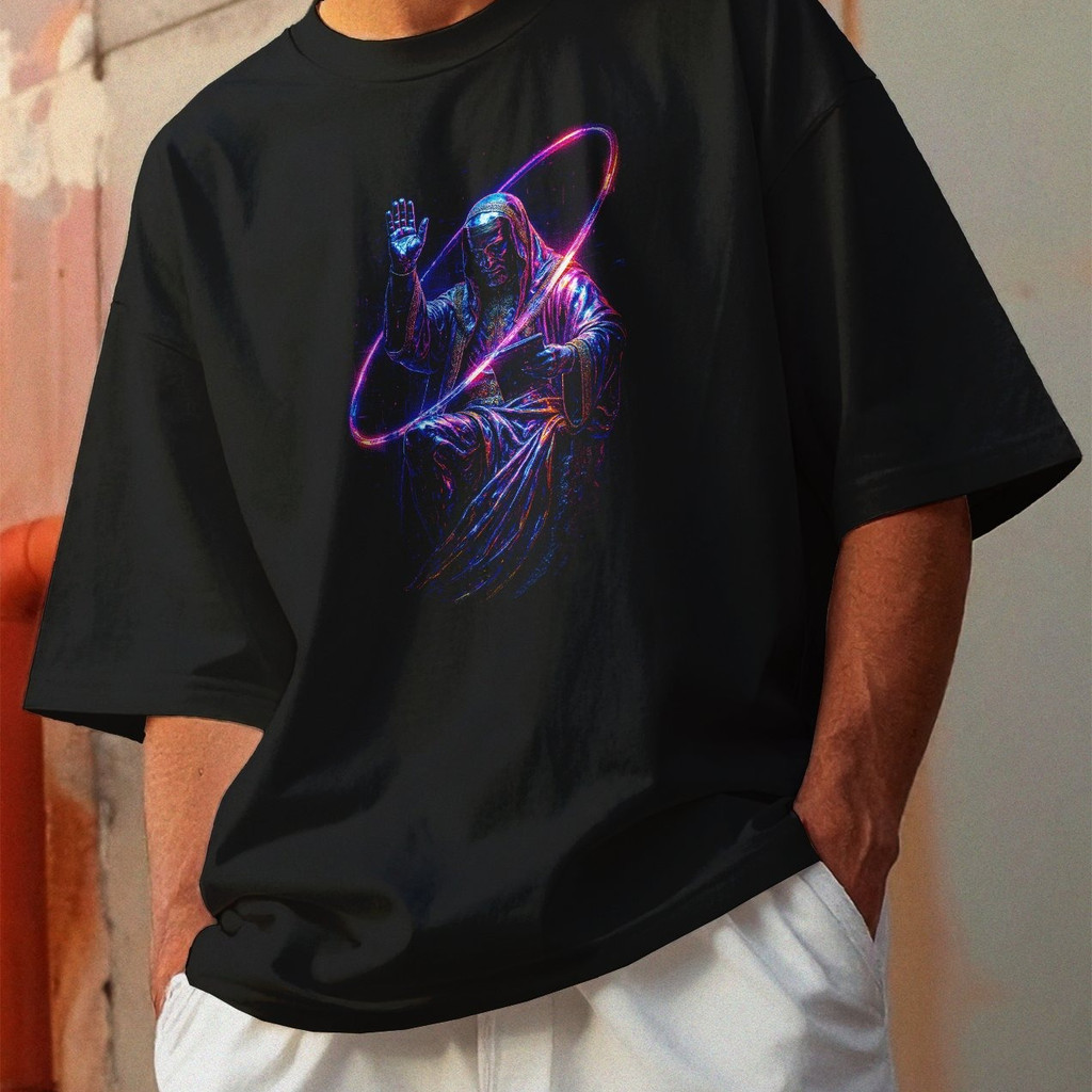 Camiseta Oversized Gola Alta Streetwear Algodão Estilo Urbano Treino Casual Preto Estamp Todas Ocasiões CYBERPUNK 29