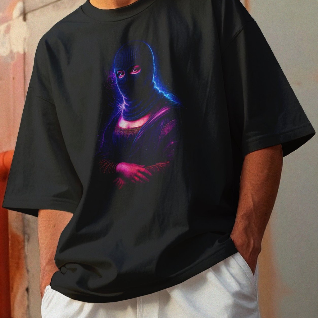 Camiseta Oversized Gola Alta Streetwear Algodão Estilo Urbano Treino Casual Preto Estamp Todas Ocasiões CYBERPUNK 71