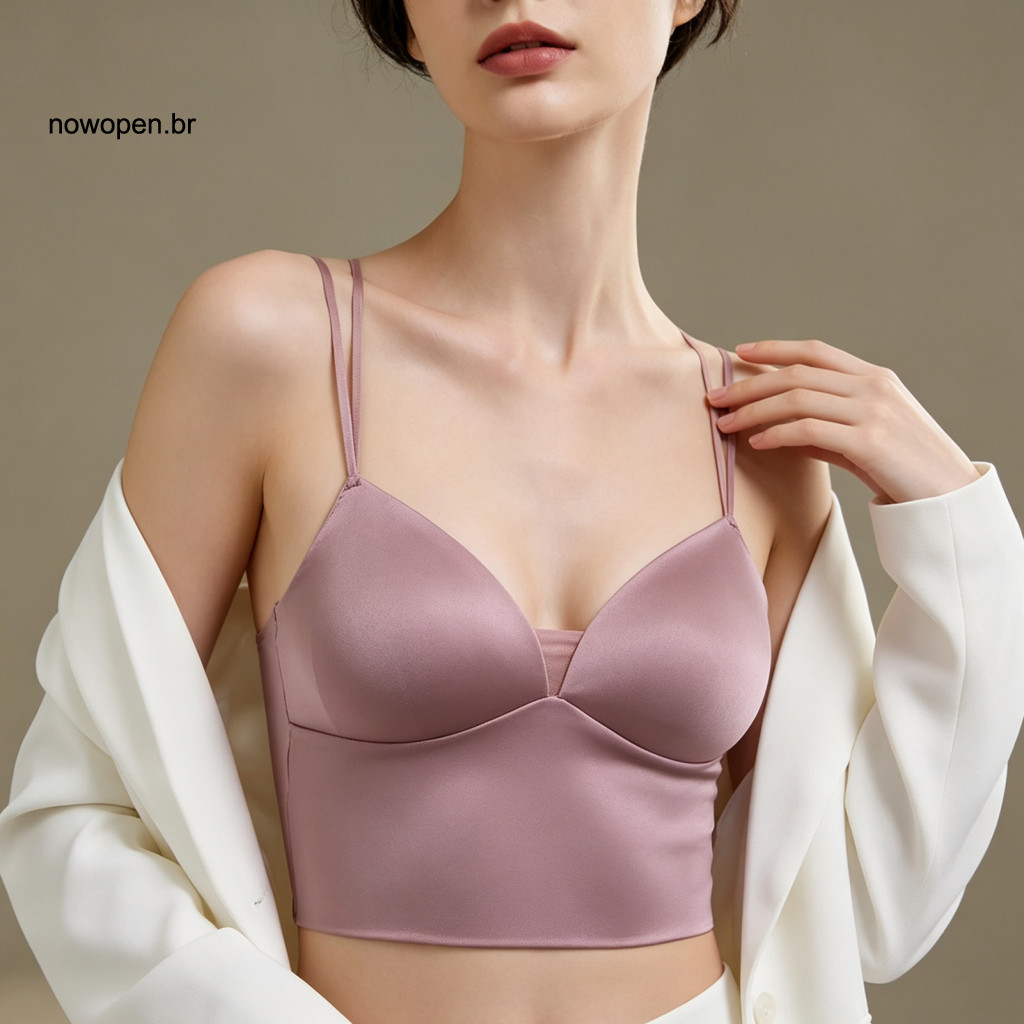 Comfortable Yoga Top Stretch Wireless Bralette Women’s Spaghetti Strap Sports Bra Padded Soft No Underwire Workout for
