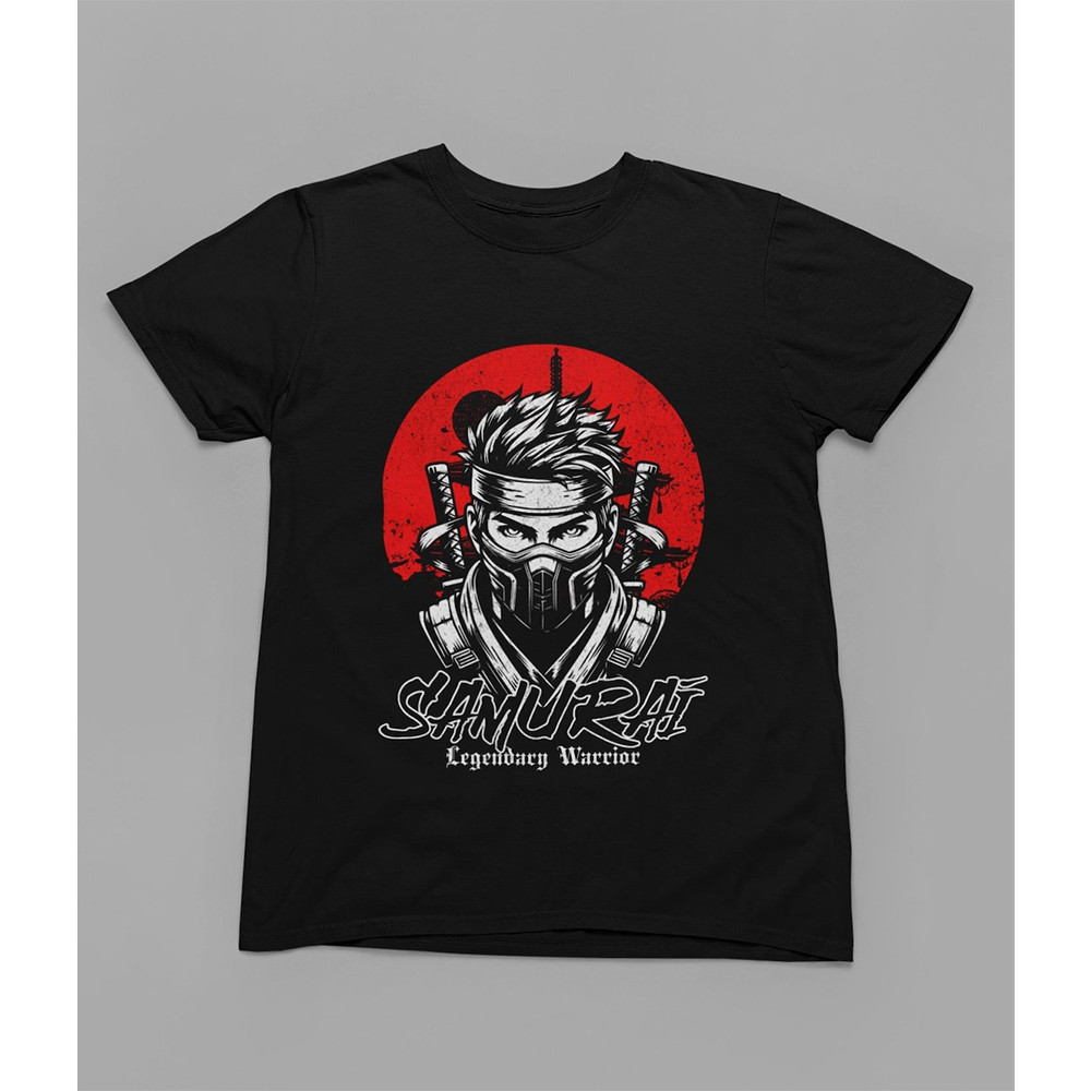 Camiseta Masculina Feminina Samurai Legendary Warrior Sol Vermelho Estampa Japonesa Unissex Envio Imediato