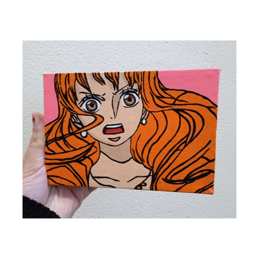 Mini Tela Pintada à Mão 15x10 cm | Arte em Canvas Inspirada em Anime | Decoração Geek Artesanal