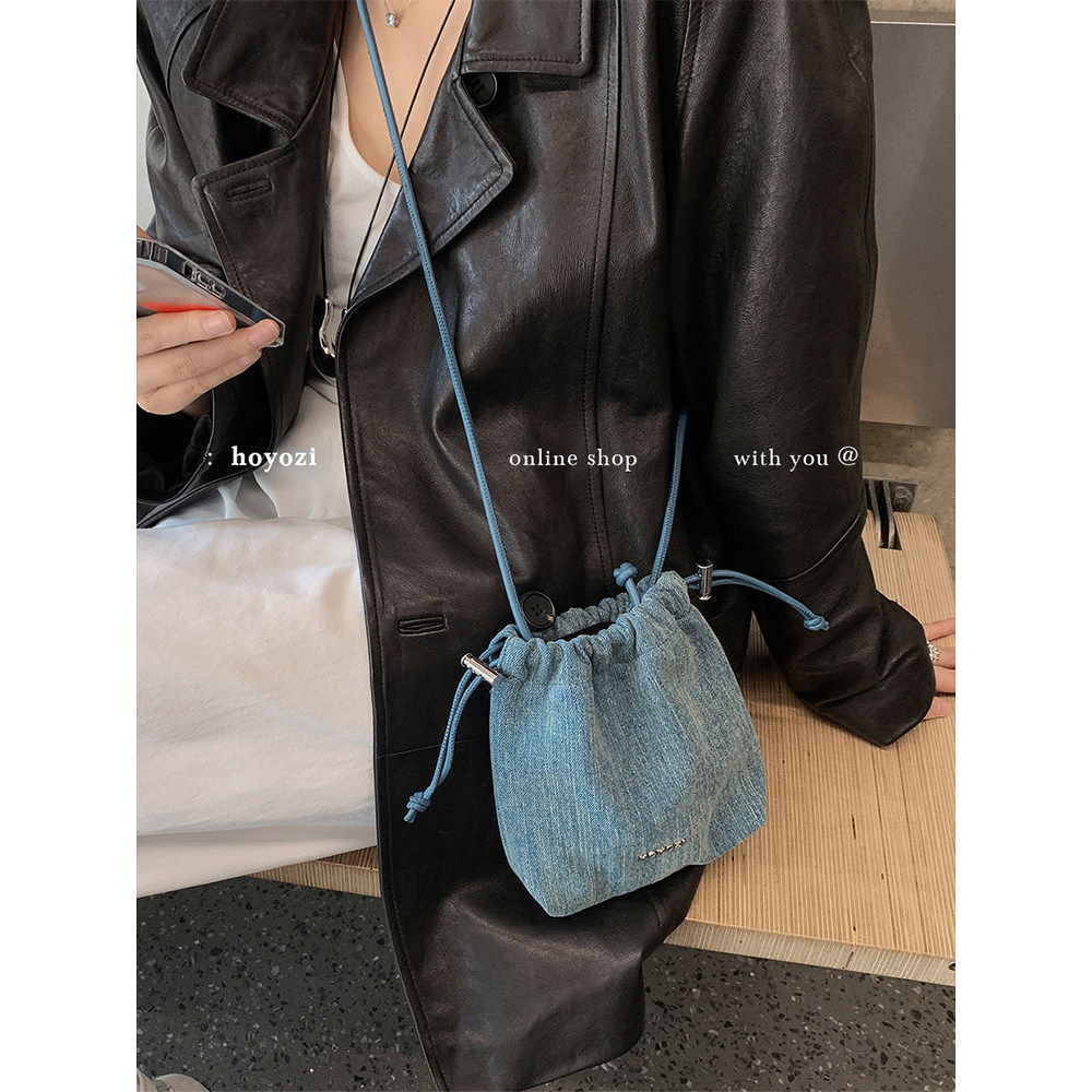 [Bolsa Xiaoyoujia] HOYOZI Mini Denim Canvas Bolsa para celular feminina 2026 Novo estilo mensageiro bolsa pequena