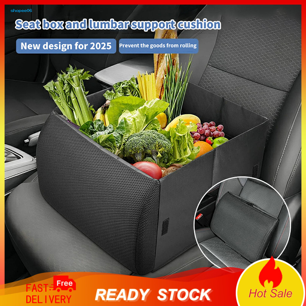 Foldable Car Storage Bag Anti-roll Seat Organizer with Lumbar Support 2-in-1 Back Cushion 30l Collapsible Box for Suv Tr