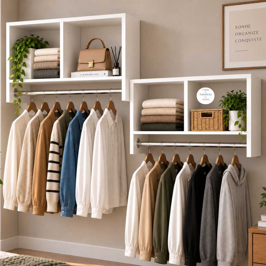 Closet Organizador Modular de Parede com Cabideiro 119