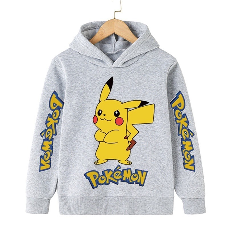 Pokemon Pikachu Kids Clothing  Anime Engraçado Manga Longa Pullovers Baby Girls