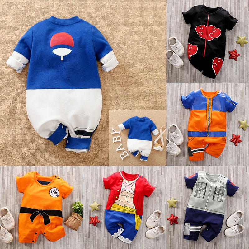 Anime Baby Romper Naruto Bola De Dragão Manga Curta Luffy Sasuke Uzumaki Macacão Boy Girl Clothes