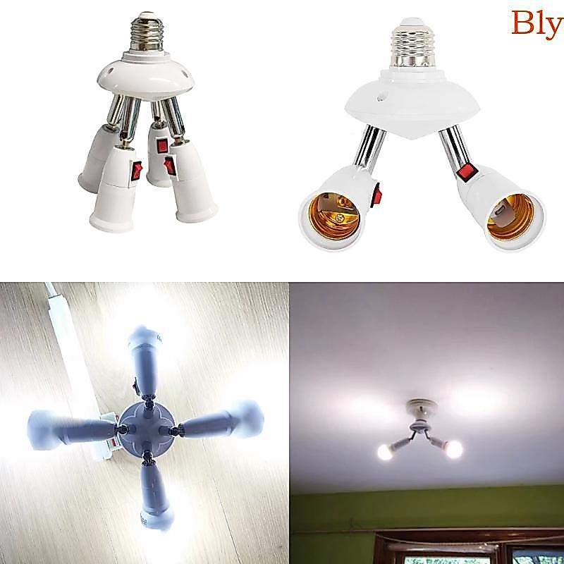 Bly E27 Divisor 2 3 4 5 Cabeças Base Lâmpadas LED Ajustável Suporte Luz Adaptador Soquete Conversor Ilumin