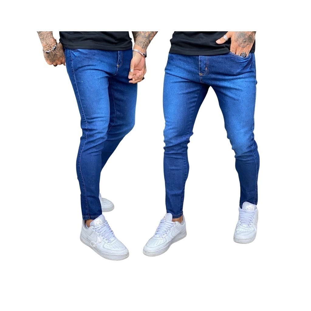 Calça Jeans Masculina Modelo Skinny Linha Premium Lavagem Darke Blue Linha Premium Com Lycra 0128