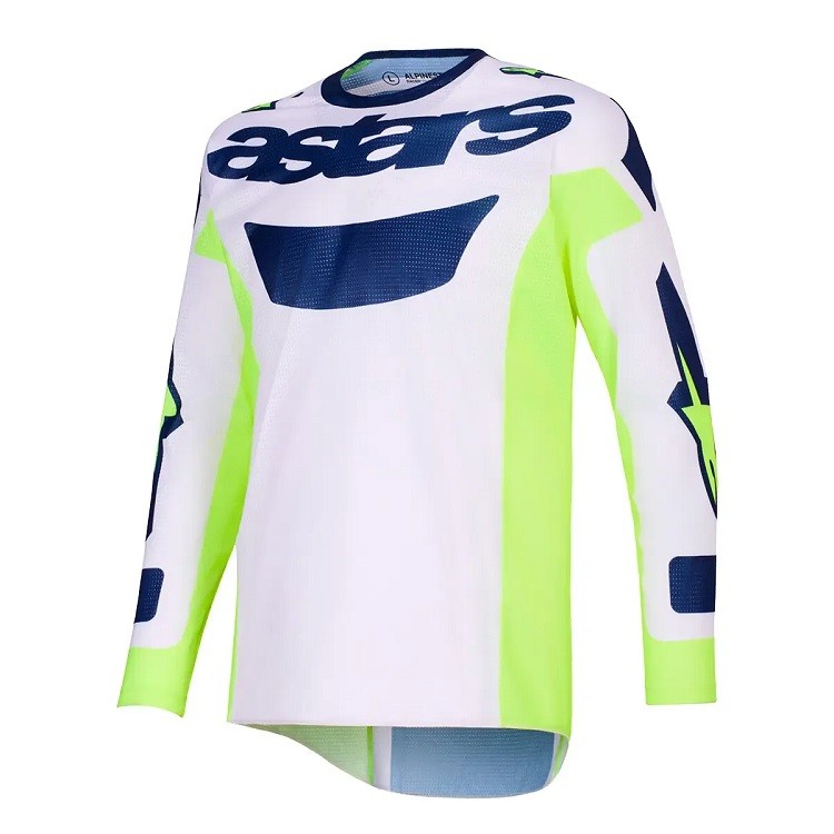 Camisa Off Road Alpinestars Race Air Riway Cinza / Amarelo Fluo / Azul ( l / g )