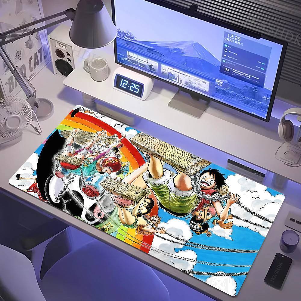 Uma Peça Chapéu De Palha Piratas Gaming Mouse Pad Grande Tapete De Mesa De Teclado De Borracha Com Design De Borda Costu