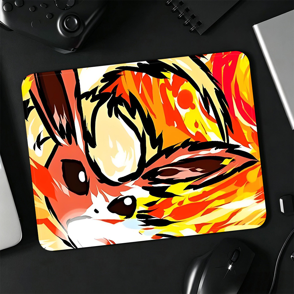 Gamer Pequeno Mousepad Brilhante Fogo Cor Eevee Arte Design Antiderrapante Pc Gaming Mouse Pad DY02