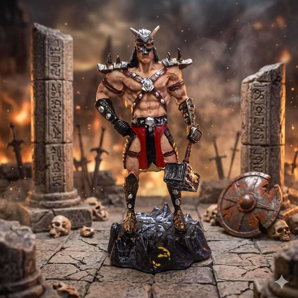 Shao Kahn 20,5cm/Mortal Kombat Imagem Shao Kahn Decorativo De Resina Action Figure Boneco Colecionável