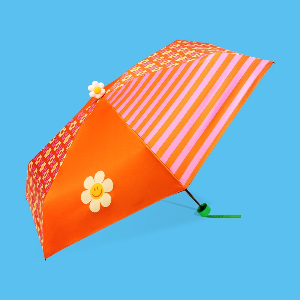 WIGGLE Figura Guarda-Chuva De Sol E Retro Funky Flower 1 Peça Proteção UV Dobrável Leve Com Bolsa