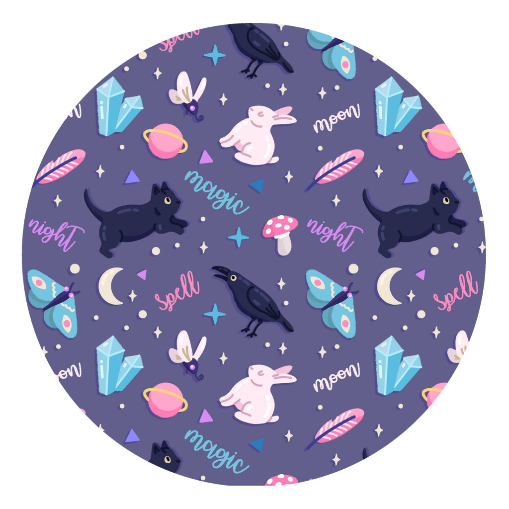 Mouse Pad Mística Gato Preto Redondo 19cm EVA Antiderrapante