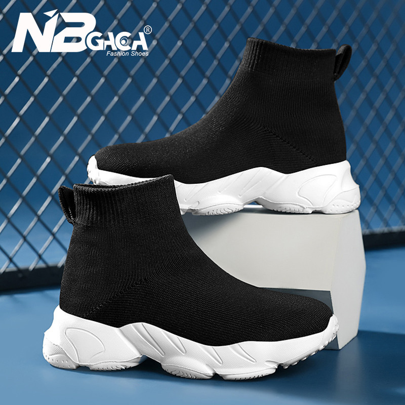 Classic black and white children's socks knitted fashionable high top girls' sports and leisure outdoor sizes 27-38