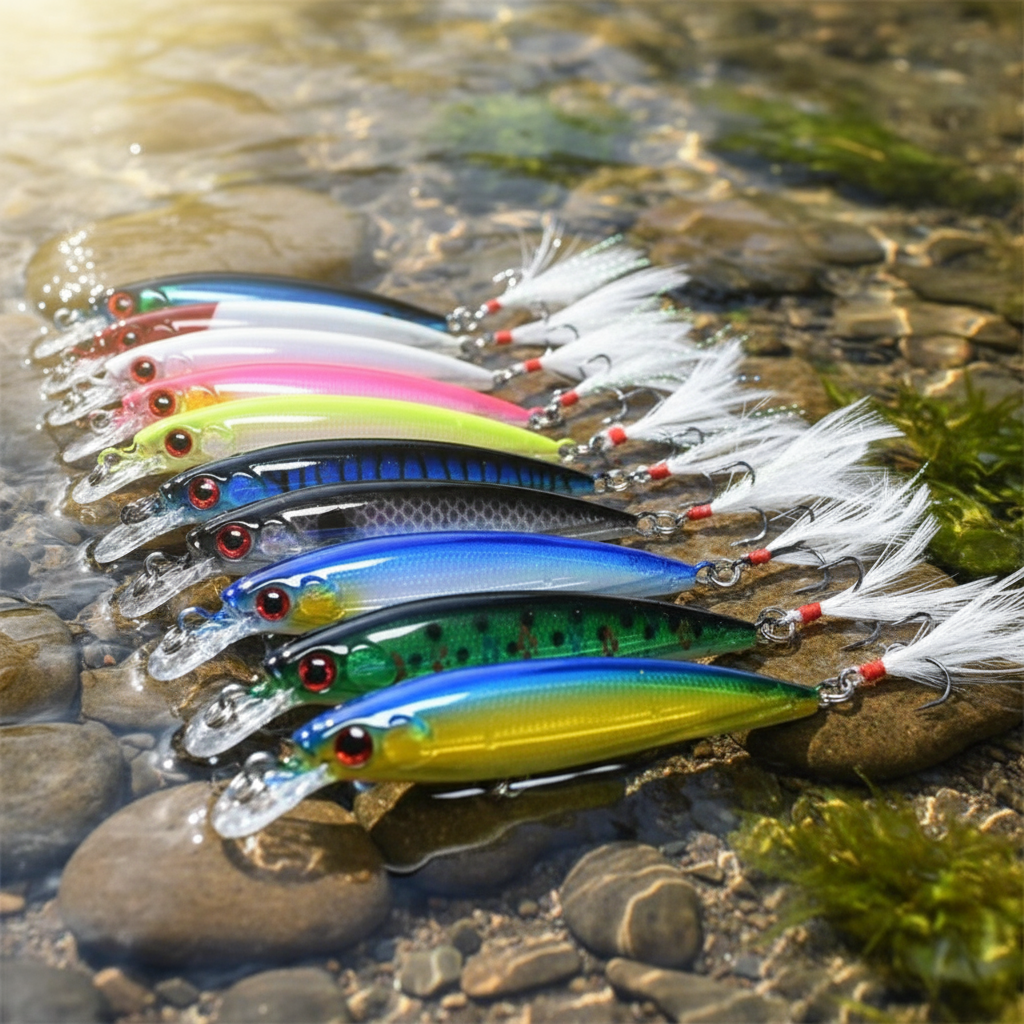 1pc 9cm 7g isca artificial de pesca Minnow Premium com olho 3D, isca plástica dura para água salgada e doce