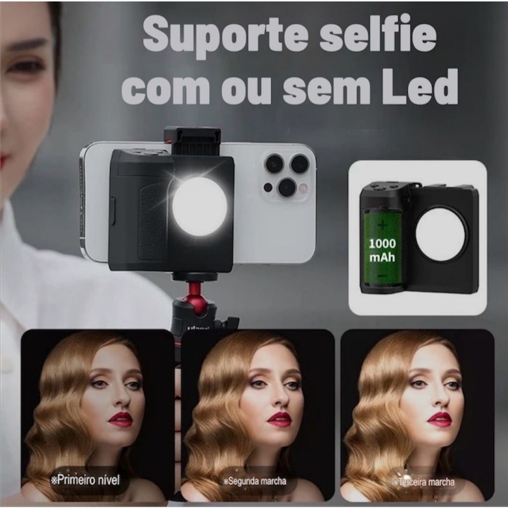 Smartphone Selfie Grip Alça Bluetooth sem fio com luz de preenchimento COM OU SEM LED