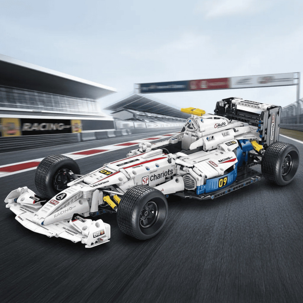 Carrinho De Corrida F1 Branco Blocos Montar Legal Racing