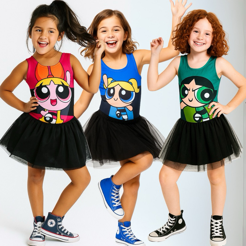 Body Collant Infantil Meninas Superpoderosas para o Carnaval