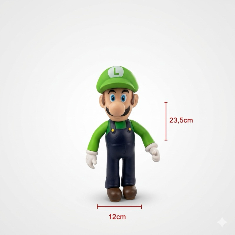 Boneco  Luigi super mario 23,5cm Grande | Colecionável Geek | Brinquedo Infantil Presente oi