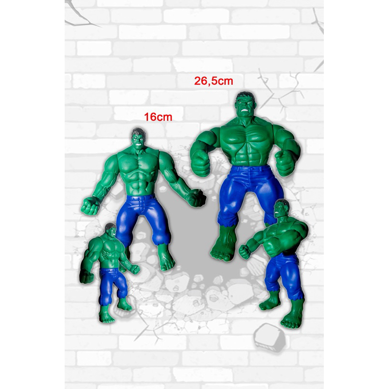 Hulk kit com 2 bonecos Articulados 26,5cm e 16cm Brinquedo Infantil Super Heró