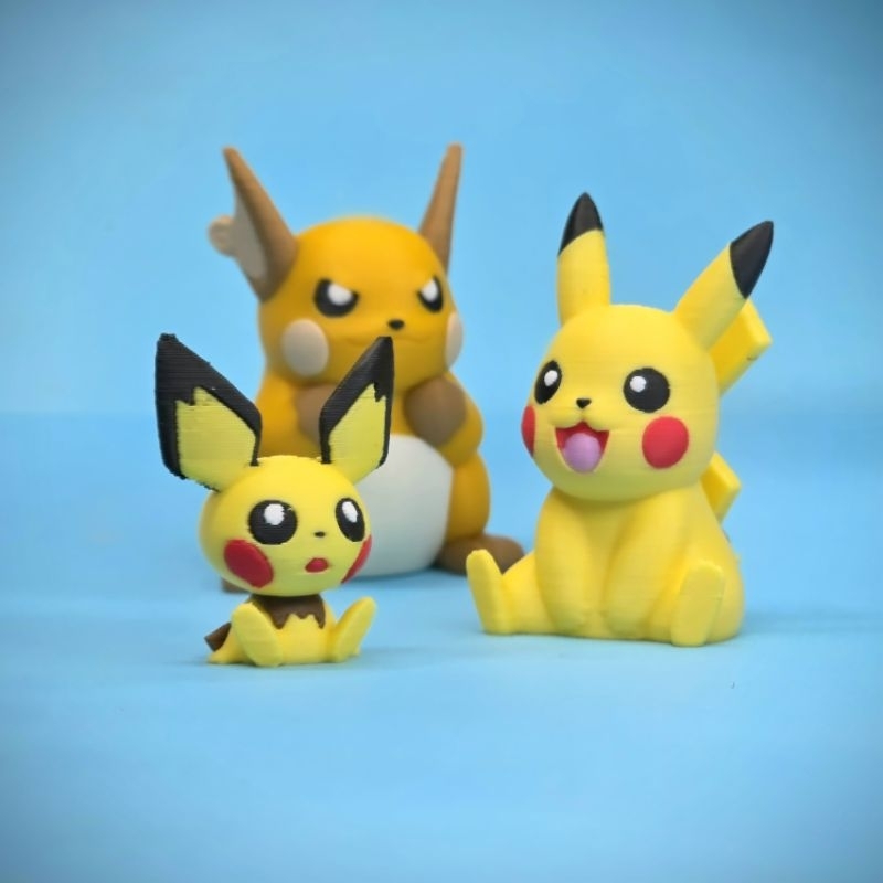 Pichu 3,4cm Pikachu 3,7cm Raichu 5,5cm Pokémon 3D Boneco Miniatura Impressão 3D Presentes Decoracao Enfeite