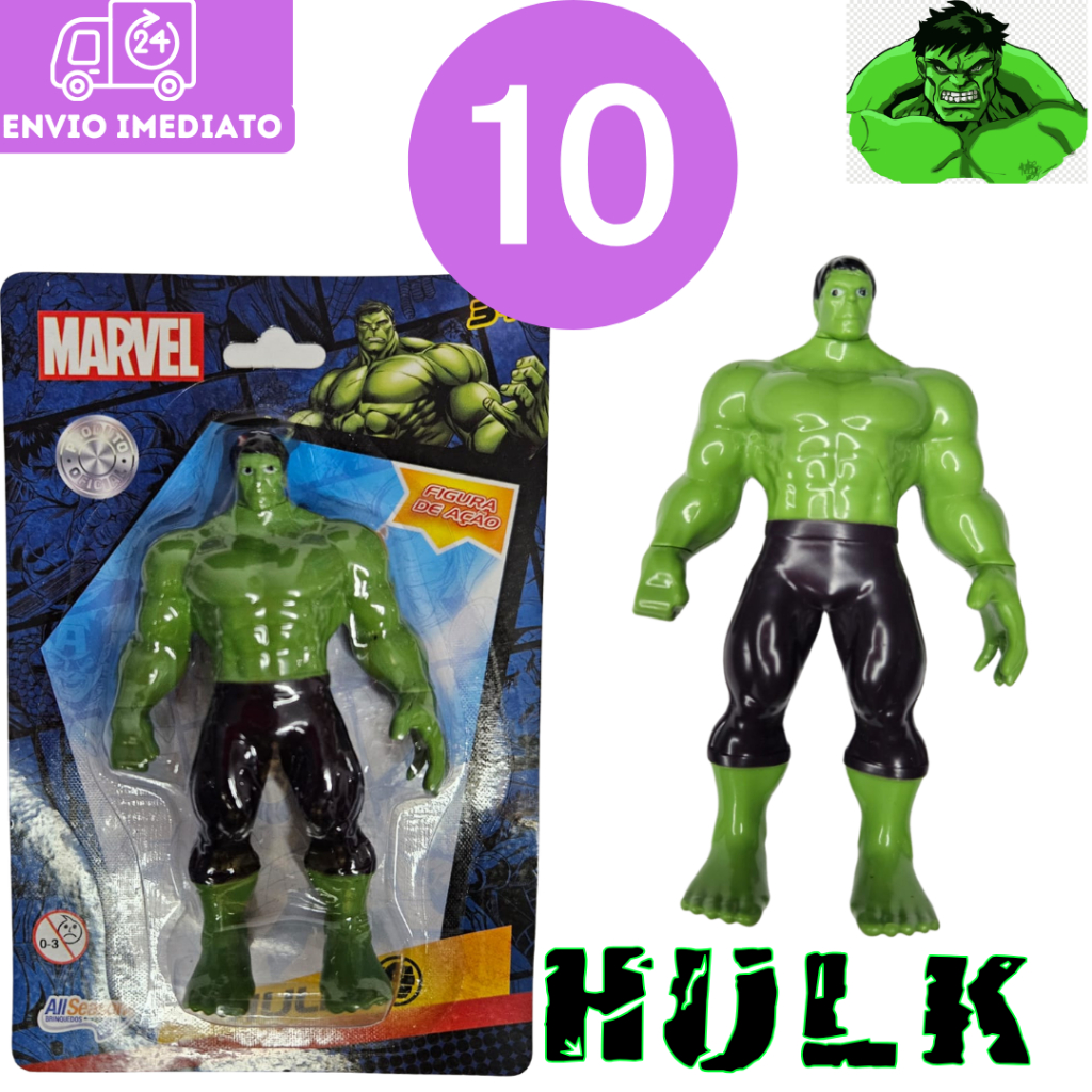 Kit 10 Boneco Incrivel HUlk Mini Boneco 9,5cm Vingadores Festa Criança Baby Hulk Esmaga