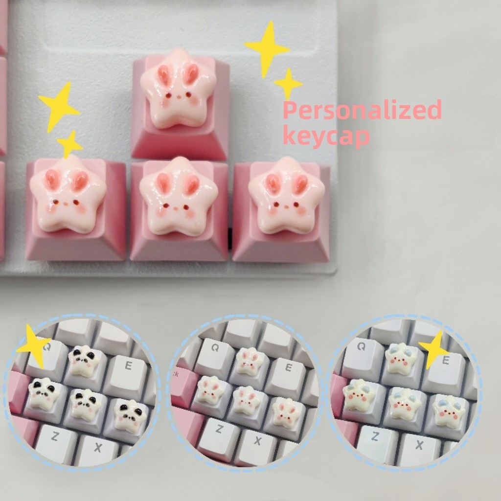 Novo 4 Pçs/set Keycaps Personalizados Estrela Panda Direcional Key Caps Para Cherry MX Switches Teclados Acessórios
