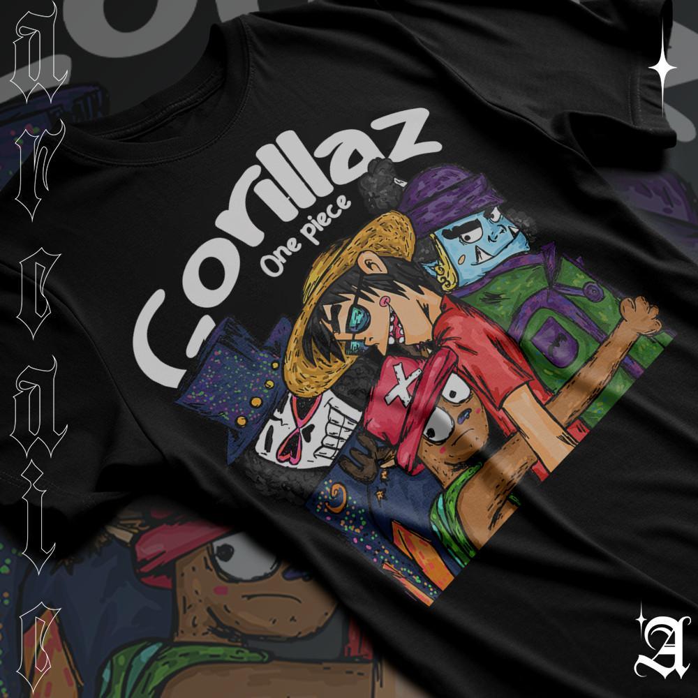 Camiseta Basica Algodao Banda Gorillaz Referencia Anime One Piece Creative Idea Tee Unissex