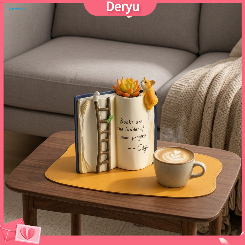 Book Shape Flower Pot Cute Relief Ladder Puppy Bird for Succulents Small Plants Decorative Desk Balcony Windowsill Plant