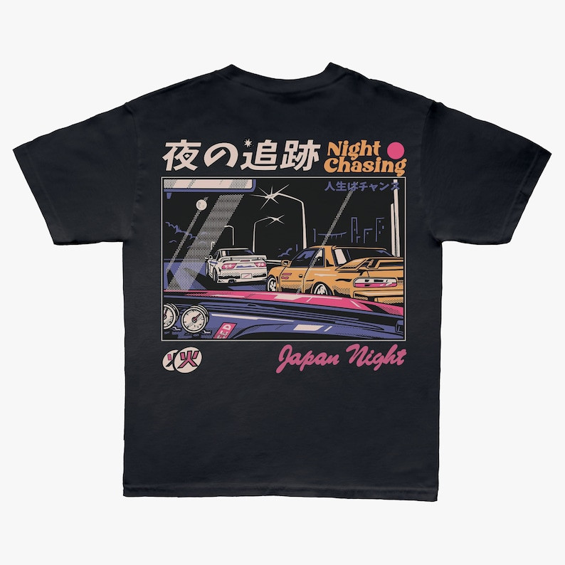 Camiseta 90s JDM Car Racing Unissex Algodão Confort Oversized Streetwear Vintage