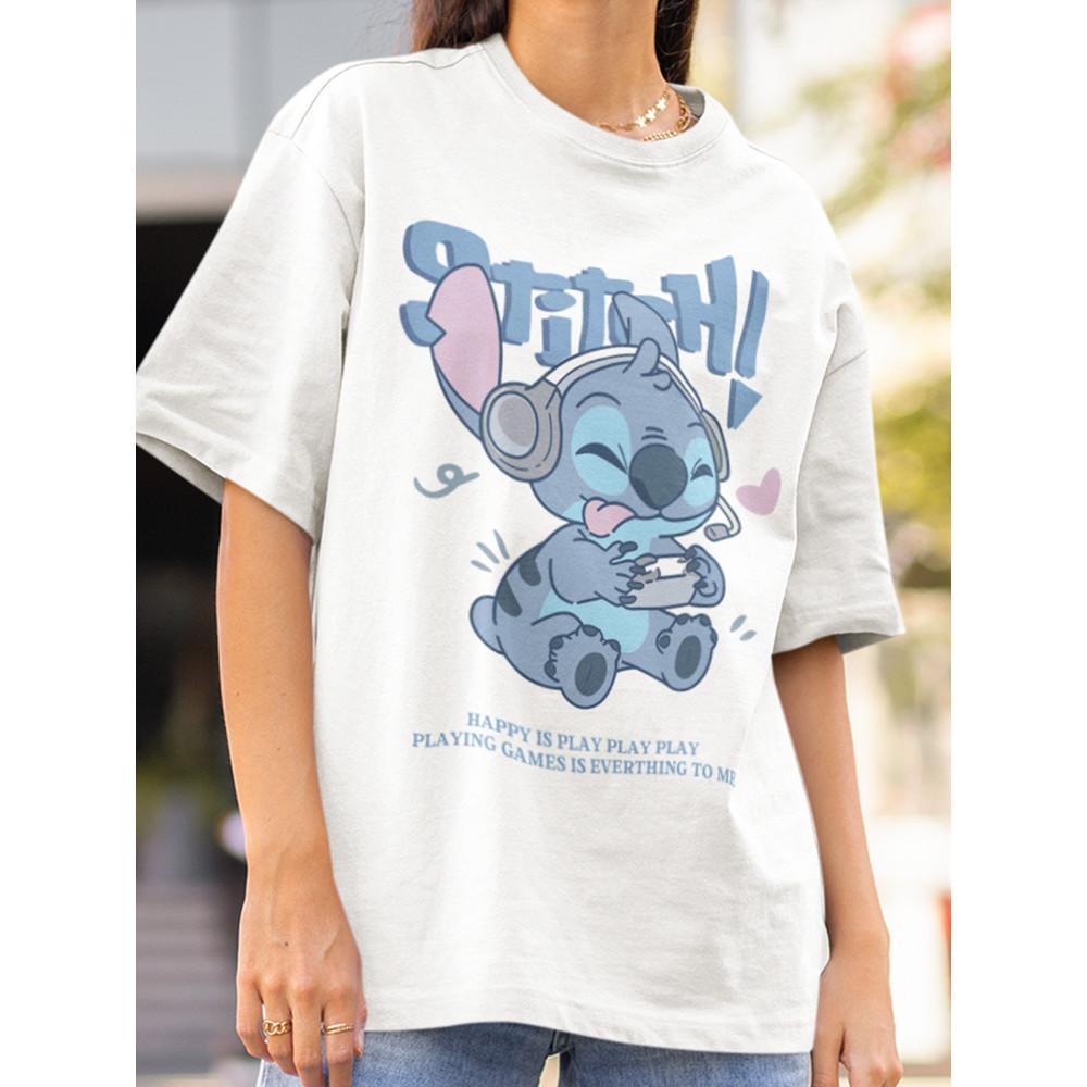 Camiseta Unissex Estampa Personagem Fofo Gamer Estilo Cute Casual T-shirt Oversized