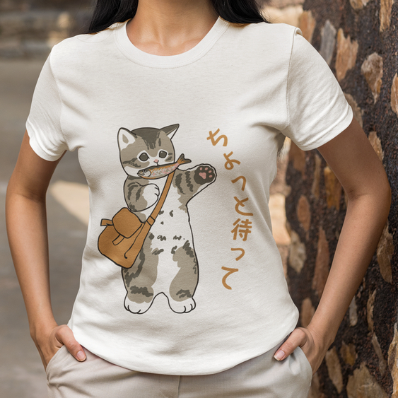 T-shirt gatinho estilo japonês cute viagem, camiseta fofa, blusa